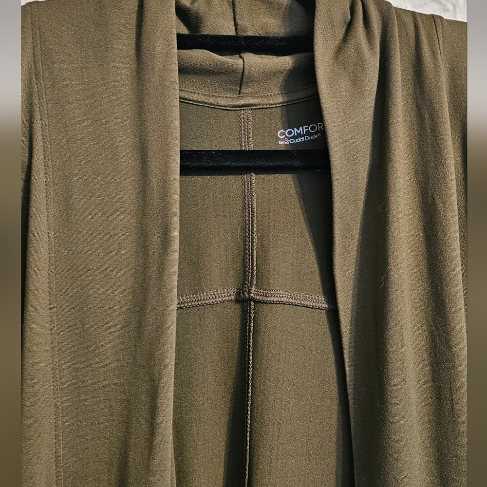 Cuddl Duds Comfort Code Dark Olive Cardigan 3X - Picture 5 of 7